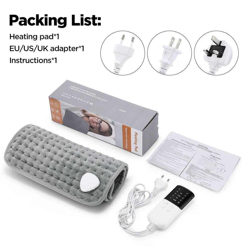 Electric Heating Pad 30*60Cm Multifunctional Heating Blanket Cushion 9&10 Levels Temperature Body Back Warmer for Home Office